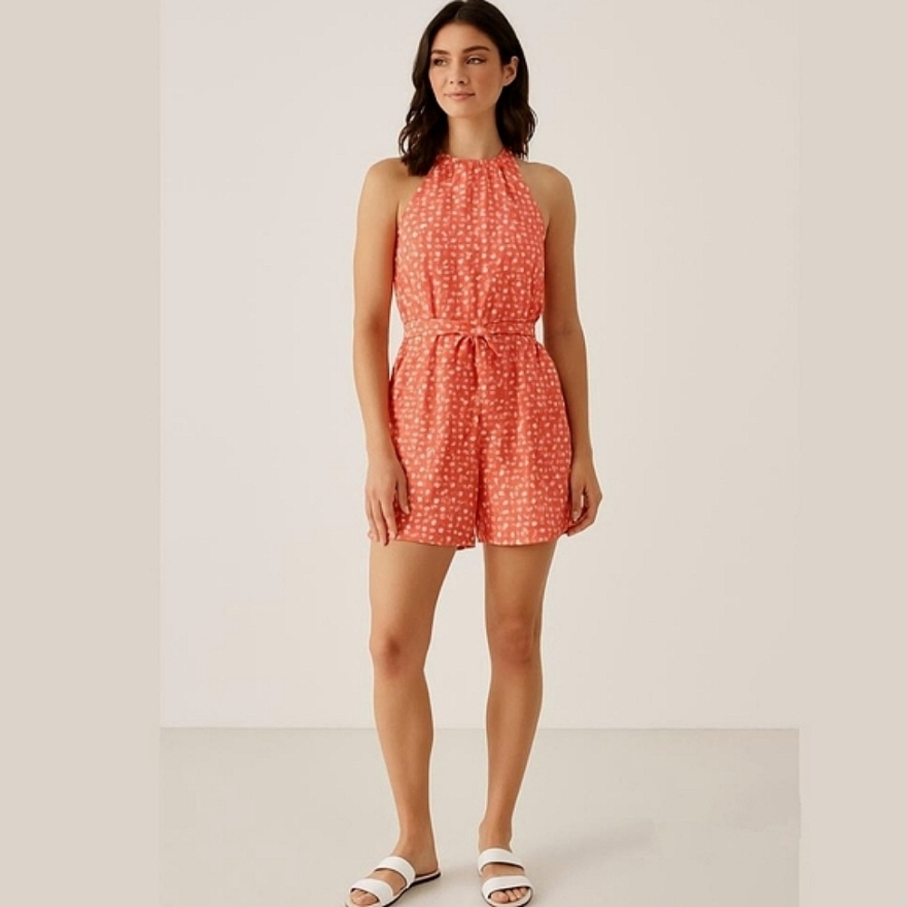 PatPat Pink Polka Dot Halter Neck Romper Large XL NWT